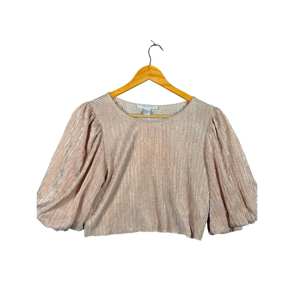 FOREVER 21 Cropped Gold With Puffy Sleeves Size XL- Women Classy